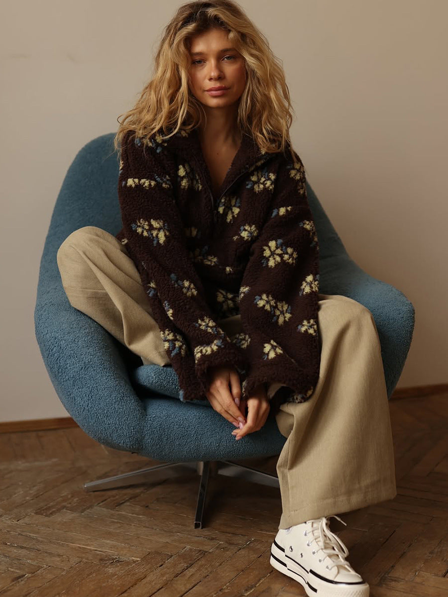 Winter Flowers Lambskin Sweatshirt