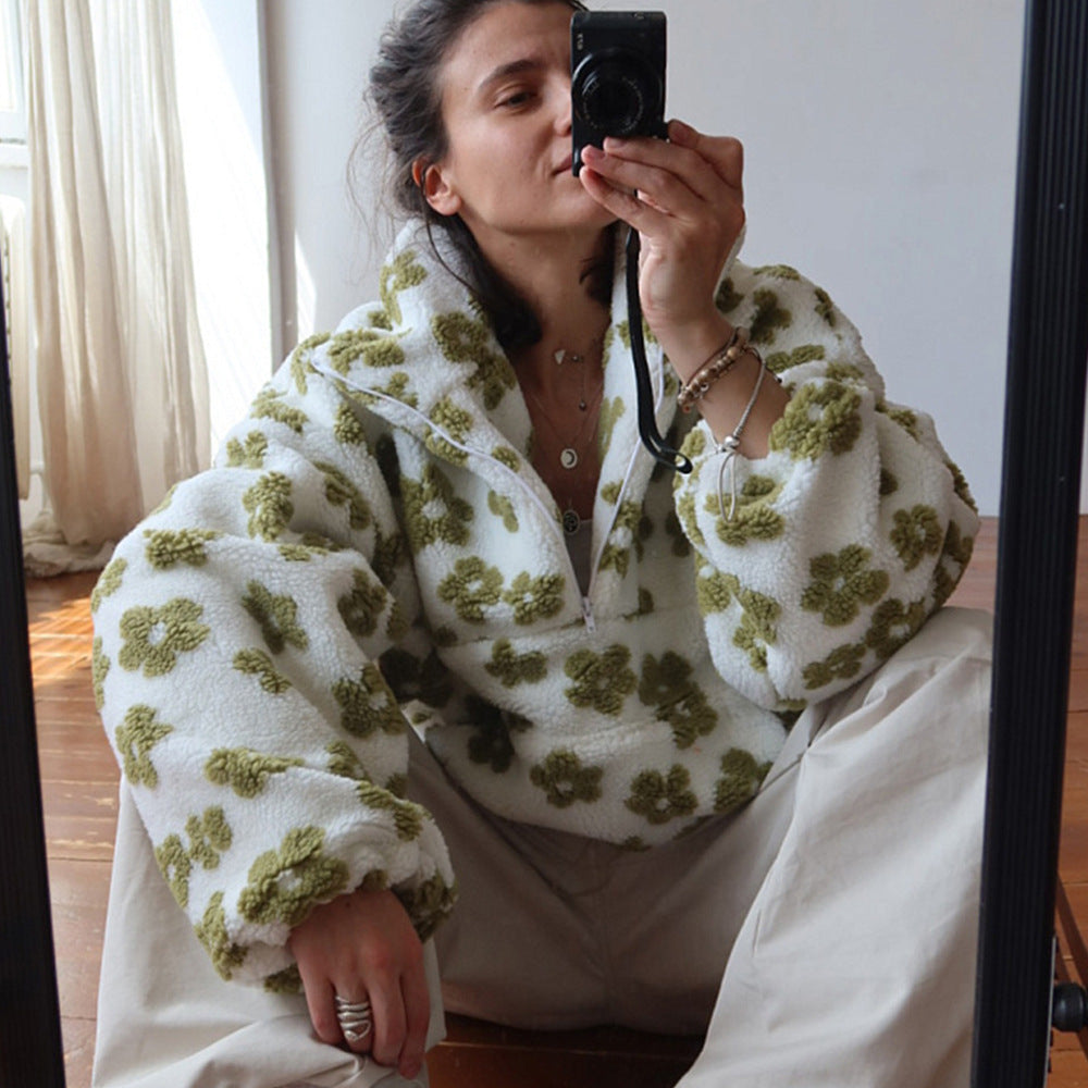 Winter Flowers Lambskin Sweatshirt