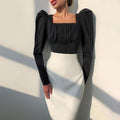 Elegant Square Neck Pleated Blouse