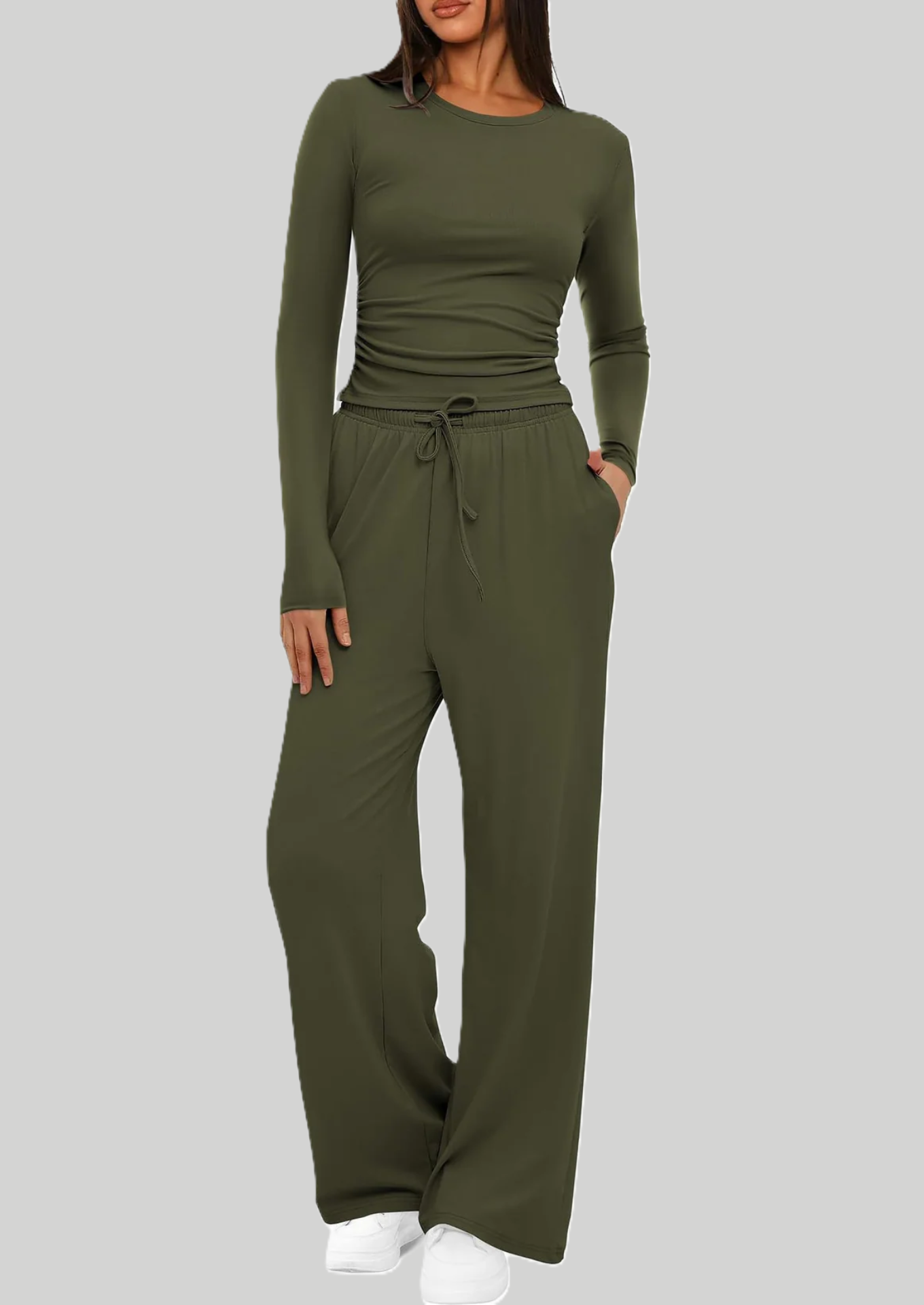 2 Piece Women’s Suit Long Sleeve & Wide Leg Pants