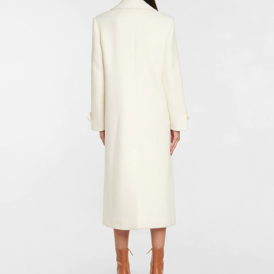 Women's Elegant White Double-Breasted Mid-Length Coat