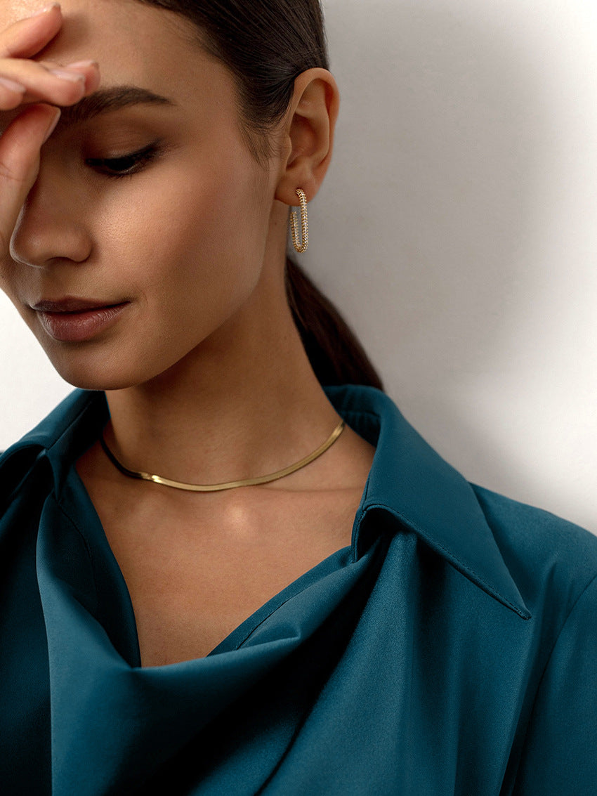 Women's Draped Long Sleeve Shirt with Irregular Neckline