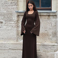 Women's U-neck lace-up back sleeve dress