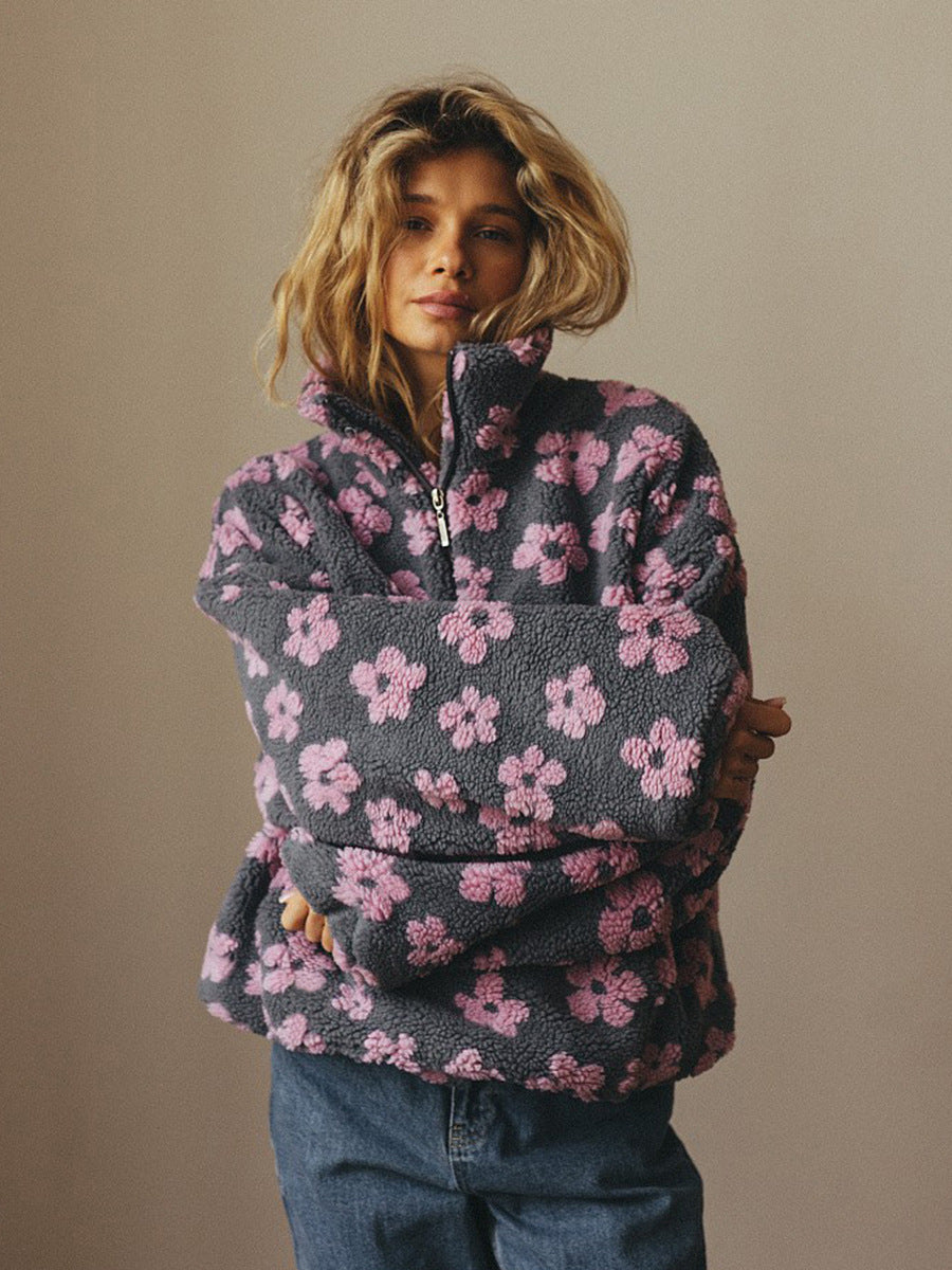 Winter Flowers Lambskin Sweatshirt