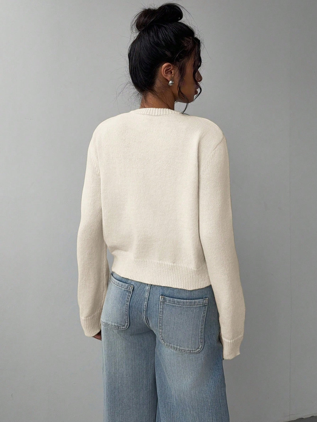Chic Knit Cardigan Solid Short Pullover