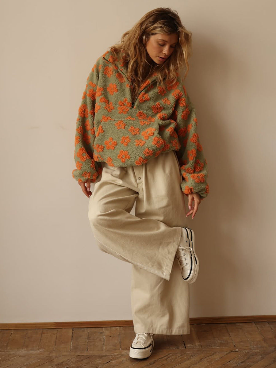 Winter Flowers Lambskin Sweatshirt