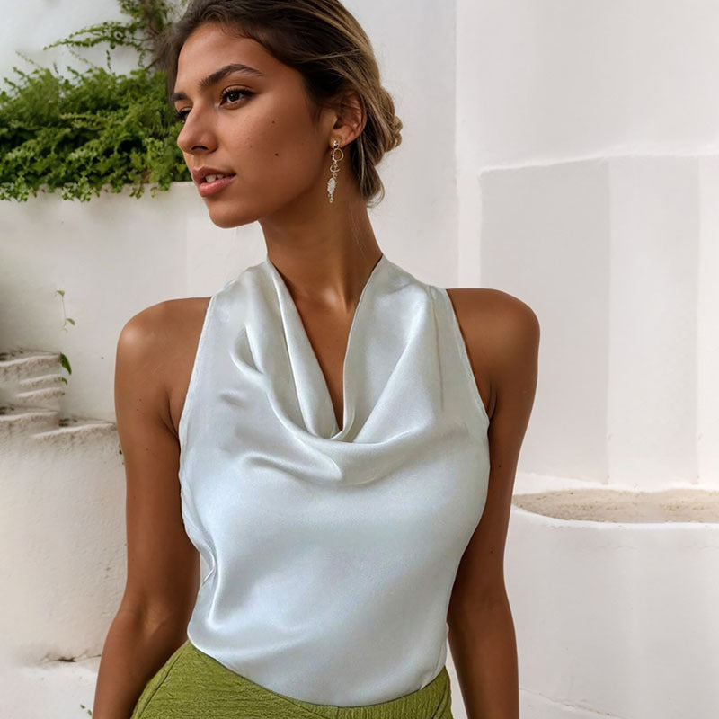Women's Solid Color Sleeveless Halter Top