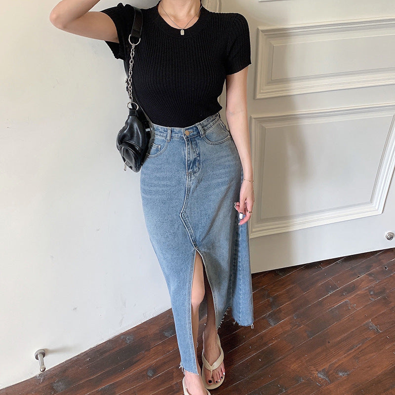 Women’s Fashion Short-Sleeved Knitted Top