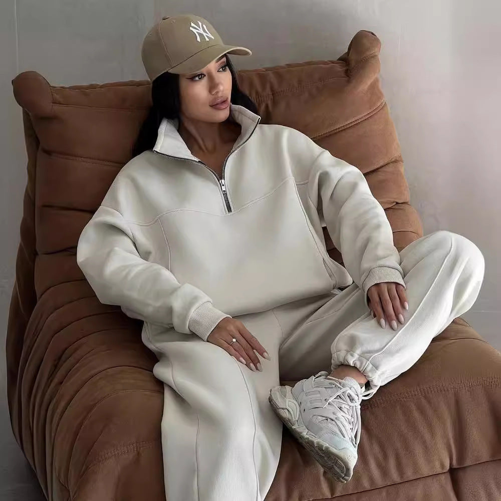 Zipper Coat and Casual Pants Tracksuit