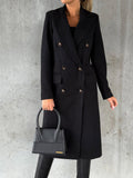 Double-Breasted Lapel Slim Long Coat