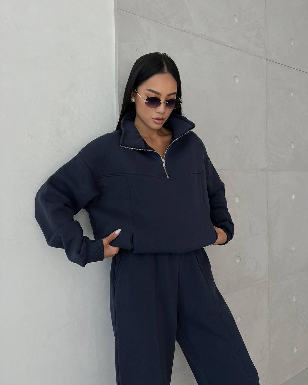 Zipper Coat and Casual Pants Tracksuit