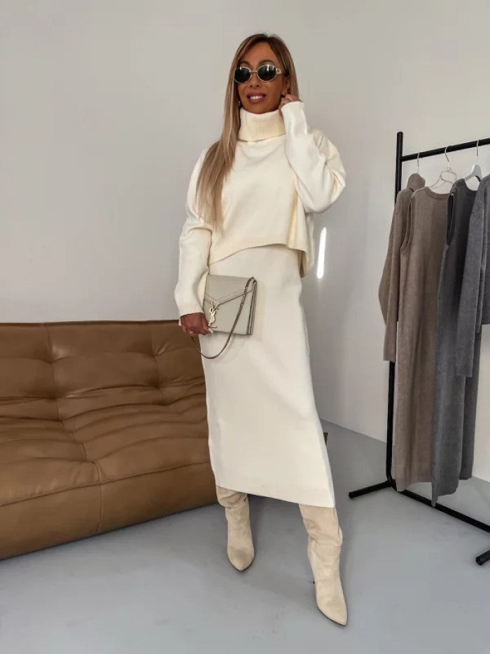 Turtleneck Pullover with Long Dress